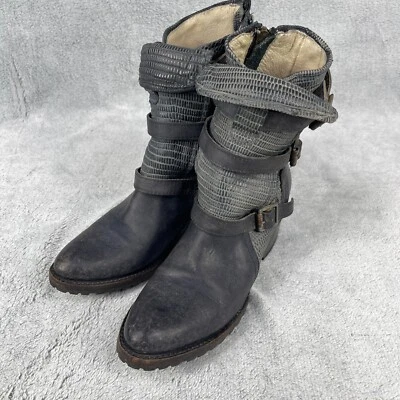 Botas de motocicleta Freebird by Steven Apex para mujer talla US 7 cuero negro en relieve Foto 1 de 4