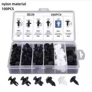 100pcs Fender Rivet Clips Auto Fastener Clip Kit Retainer Pin Rivet Trim Panel - Picture 1 of 6
