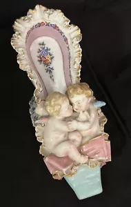 MEISSEN FINE VICTORIAN LARGE SHOE ON A CUSHION WITH TWO CHERUBS....MINT! - Picture 1 of 9