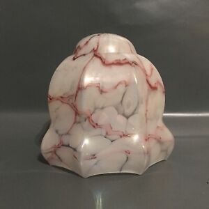 Art Deco octagonal bell light shade porch hall marbled opaline white red