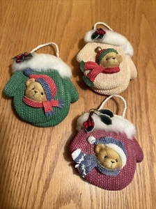 Lot Of 3 Cherished Teddies Bears In Mittens Adorable  - Picture 1 of 8