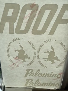 Dach Palomino Vintage Mäher Aufkleber Set 7 weiß auf klar und Vin - Bild 1 von 3