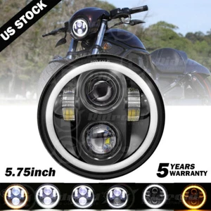 5.75" 5 3/4 LED Motorcycle Headlight DRL Amber Turn Signal Halo Ring For Harley - Picture 1 of 12