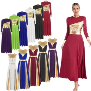 Abito da ballo donna metallizzato manica lunga lode lunghezza intera Lyrical Dancewear - Foto 1 di 87