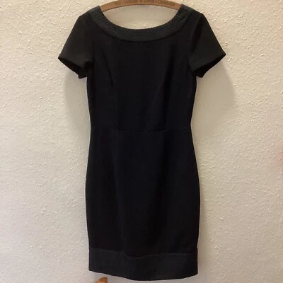 LINEA BLACK DEMILLE STITCH  TRIM SHORT SLEEVE BODYCON FORMAL DRESS 10 rrp £90 - Image 1 of 4