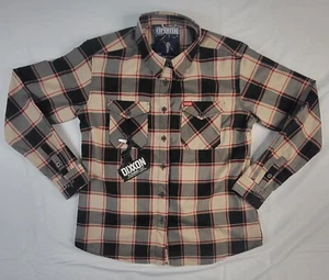 DIXXON The Johnstown Flannel Shirt XLarge Womens Tan Red Black Plaid NWT - Picture 1 of 7