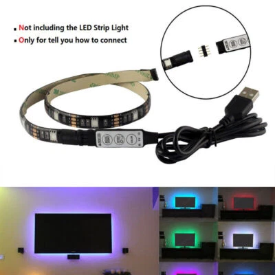 USB 5V RGB 5050 30led/m  LED Strip Light TV Back Lighting Kit+5V Remote Control - Image 1 of 4