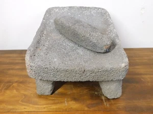 Antiker Metate #4-Schleifer-rustikal-komplett-altmexikanisch--primitiv-11,5x16x10 - Bild 1 von 7