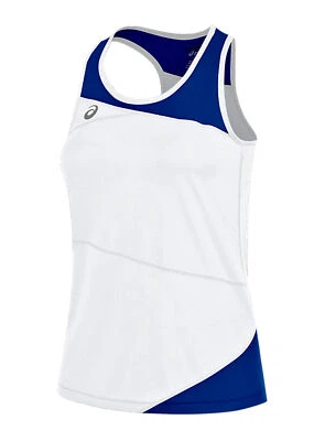 Camiseta sin mangas ASICS Gunlap blanca azul real entrenamiento correr NUEVA para mujer S M L Foto 1 de 4