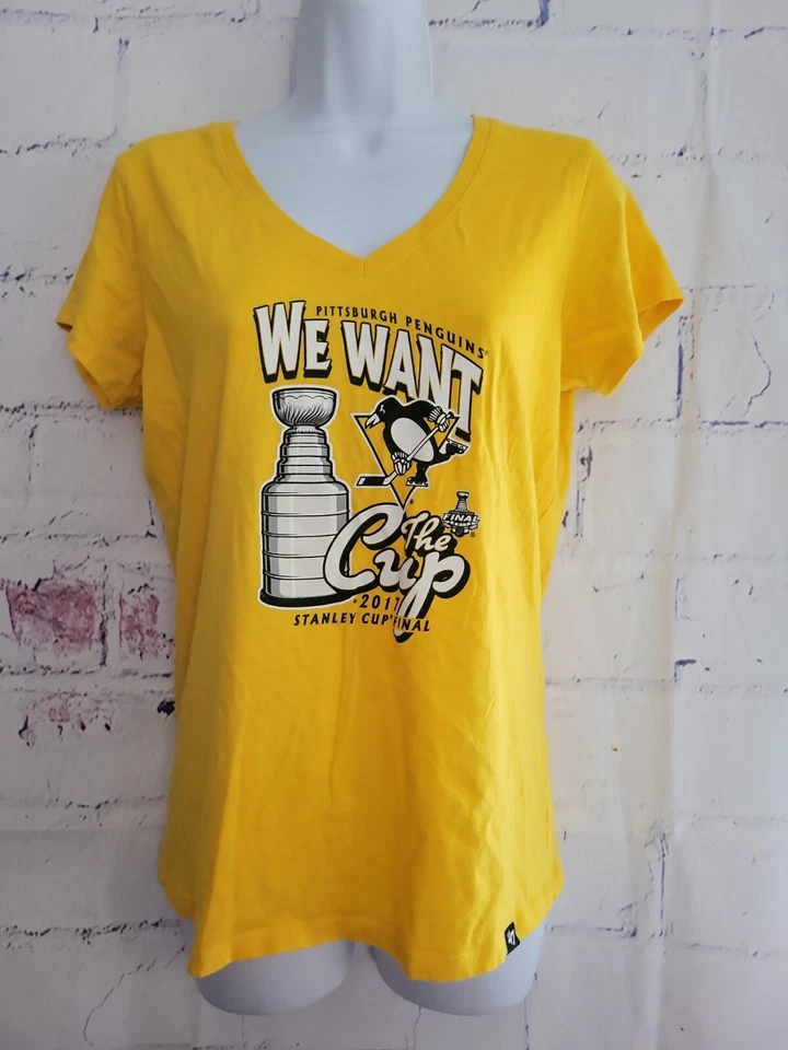 NHL Pittsburgh Penguins Mujer Camiseta Camiseta Mediana Mezcla Algodón Cuello en V Sh/Slv Foto 1 de 4