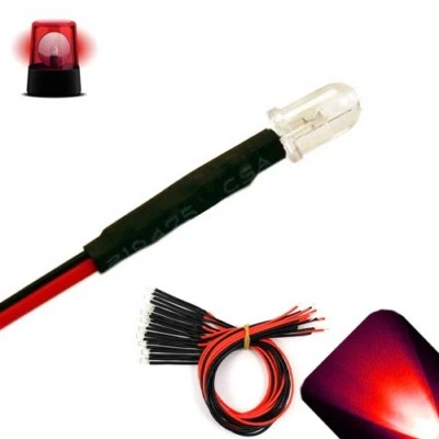 LIGHTHOUSE LEDS 5 x LED Pre wired 12v 5mm Red Flashing Blinking Strobe LEDs 12 volt RC 6v 9v