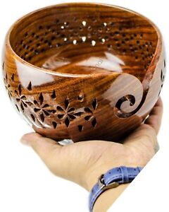 Beautiful Wooden Yarn Bowl - Hand-Made Mango Wood Yarn Bowl - Knitting design
