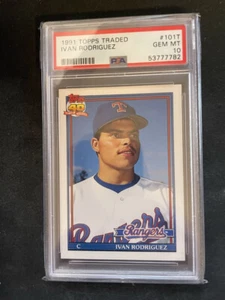Ivan Rodriguez 1991 Topps Traded RC Rookie #101T Graded PSA 10 Gem Mint HOF - Picture 1 of 2