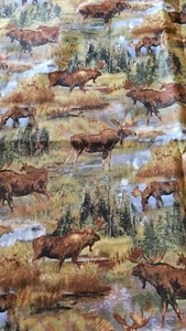 Rare Wild Wings & Lee Stroncek David Textiles Moose Cotton Fabric 45" X 44" - Picture 1 of 7