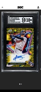 2023 Topps Cosmic Chrome Andres Gimenez AUTO oro rifrattore interstellare /50  - Foto 1 di 2