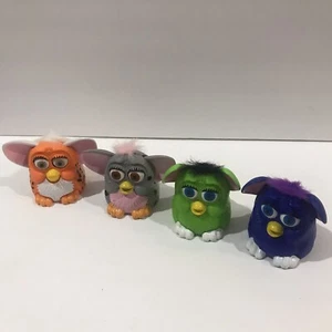 Furby McDonald's Plastic Toy Lot of 4 Blue Green Gray Orange Vintage 1998 - Picture 1 of 9