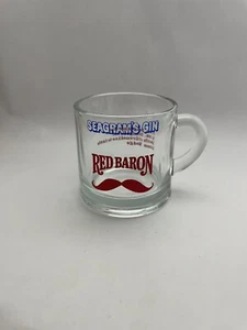 Vintage Seagrams Gin Red Baron Mustache Glass Mug Used - Picture 1 of 2