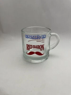 Vintage Seagrams Gin Red Baron Mustache Glass Mug Used - Image 1 of 2