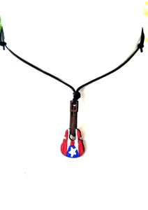 PUERTO RICAN CUATRO HANDMADE PENDANT WOOD NECKLACE WITH BORICUA FLAG SOUVENIR - Picture 1 of 3