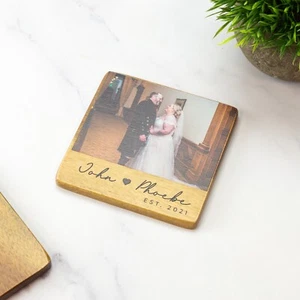 Personalised Photo Coaster Gift Anniversary Valentines Engagement Photo Gift - Picture 1 of 6