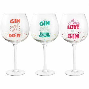 Gin Glasses Tall Stemmed  Tonin G&T Lover Novelty Cocktail Glass Gift Boxed - Picture 1 of 7