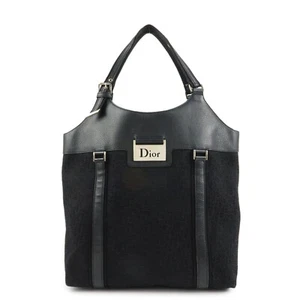 Authentic Christian Dior Street Chic Trotter Canvas Leather Tote Bag Used F/S - Picture 1 of 24