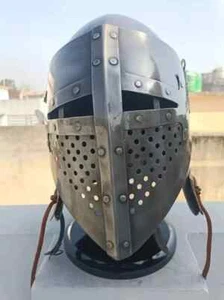 Elmetto Cavaliere Medievale LARP Acciaio Bascinet Barbuta Elmetto Armatura Battaglia - Foto 1 di 7