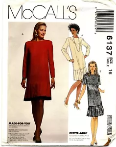 McCalls 6137 Dress Misses Sewing Pattern Uncut Size 16 - Picture 1 of 2