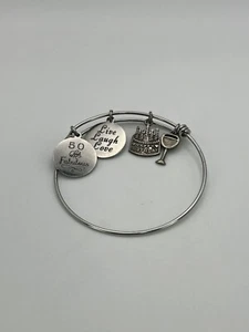 Happy Birthday Charm Bangle Bracelets for Women 50 and fabulous live laugh love - Picture 1 of 2