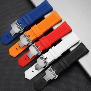 Rubber Silicone Watch Band Bracelet Waterproof Strap Butterfly Clasp Replacement - Picture 1 of 10