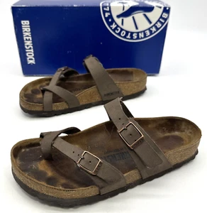 Birkenstock Mayari Sandals Womens Size 36 US 5 Brown Birk Toe Wrap Leather Shoes - Picture 1 of 6