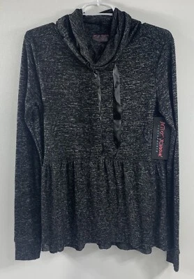 NWT Betsey Johnson Performance Top Sweatshirt XS Womens Black Babydoll Soft - Image 1 of 4