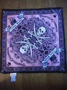 Disney Parks Pirates Of The Caribbean Scarf Bandana Black Pink Skull Cross Sword - Picture 1 of 6