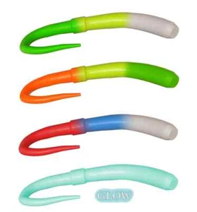 Area Trout Fishing Lures Silicone Bait Worm GLOW or UV FlipWorm 3.1" Multicolors - Picture 1 of 52