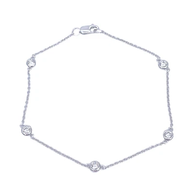 18ct White Gold Natural Diamond Bezel Bracelet 0.40ct 7"inches - Image 1 of 4