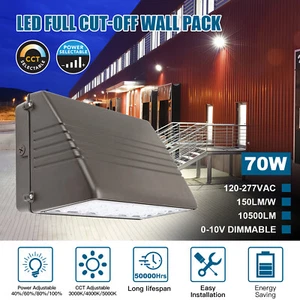3/4/5000K 70W-28W Adjust LED Full Cut Off Wall Pack Light Outdoor Dust to Dawn - Picture 1 of 9