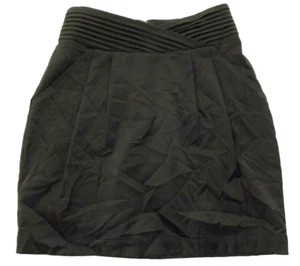 Forever New Skirt Black Size 8 Satin Pencil Short Pleats Pockets Pleated Waist - Picture 1 of 7