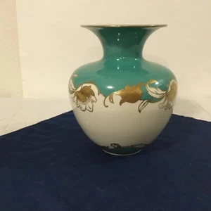 "VINTAGE TÜRKIS und GOLD WEIMAR PORZELLANVASE 8"" x 6 1/2""" - Bild 1 von 5