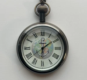 Pocket Watch Nautical Ocean Anchor World Map Vintage Antique Style Pocket Watch - Picture 1 of 6