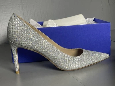 Zapatos de salón Stuart Weitzman para mujer talla 8,5 EU 39 cristal plata 85 tacón vestido Foto 1 de 4