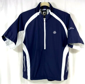 FootJoy Blue White 1/4 Zip Sh/Sl Golf Windbreaker Pullover Sweater Jacket Mens M - Picture 1 of 11