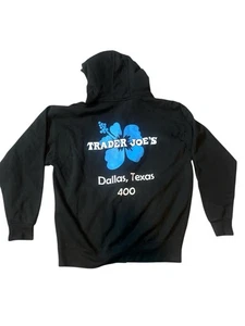 Trader Joe's Hoodie Reißverschluss schwarz blau Hawaii Blumen Retro Gr. XL Crew Dallas - Bild 1 von 7