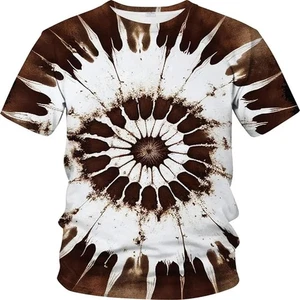 3D Printed Psychedelic T-Shirt Neon Shirt Men and Women Gradient Tie-Dye - Picture 1 of 12