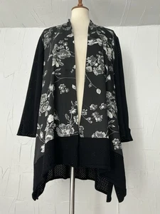 Chaqueta Top MING WANG XL ONE BUTTON GRIS NEGRO MALLA DETALLES Sin Plancha Relajada - Imagen 1 de 18