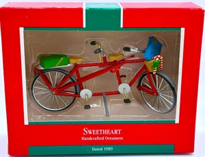 1989 HALLMARK Christmas Ornament - SWEETHEART Tandem BICYCLE - In Original Box - Picture 1 of 4
