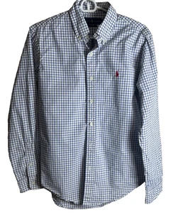 Ralph Lauren camicia uomo blu/bianco a quadri maniche lunghe slim fit media - Foto 1 di 4
