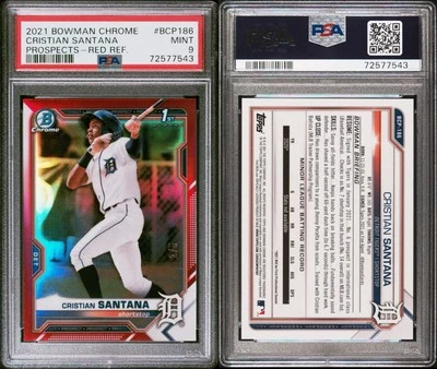 21 Bowman Chrome Prospects Cristian Santana BCP-186 Red Refractor /5 PSA 9 - Image 1 of 3