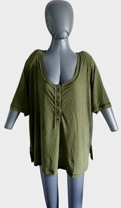 Festi Henley Women’s 2X Olive Green Relaxed Scoop-Neck T-Shirt — NWT - Picture 1 of 8