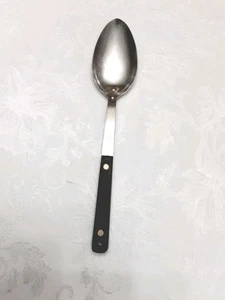 Vintage Flint Arrowhead Serving Spoon Heavy Stainless Steel Black Handle 11.5” - Picture 1 of 9