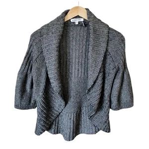 ELIZABETH AND JAMES Gray Open Bolero Sweater Ribbed Knit Cardigan Wool XS EUC - Picture 1 of 7